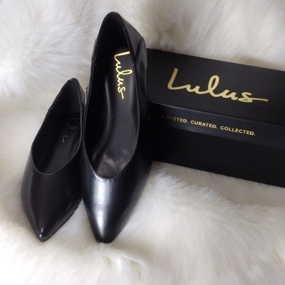 Lulu's Ania Black Pointed Toe Flats